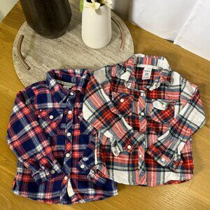 Bundle of 2 Carters Baby Girl Plaid Long Sleeve Tops size 24 months